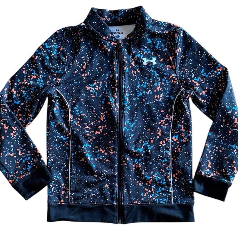 UNDER ARMOUR BOYS OR GIRLS BLACK SPECKLED MULTICOLORED JACKET ZIP CLOSURE MEDIUM